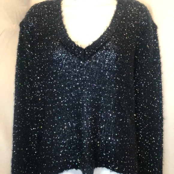 RD Style Mesh Back Sequin V Neck Sweater S - Picture 4 of 12